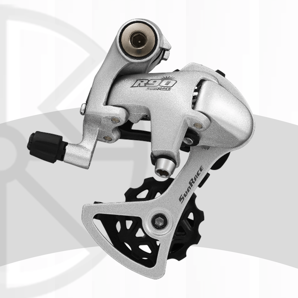 Sunrace RDR91 9-Speed Long Cage Bike Derailleur with Bolt, Silver