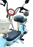 Aero Yoummy Electric Scooter With Pedals – Graphene Battery, Dual Seat, Baby Blue
