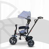 Kids Tricycle with Push Handle, Canopy & Storage (gray)