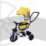 Kids Tricycle with Push Handle, Canopy & Storage (yellow)