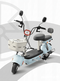 Aero Yoummy Electric Scooter With Pedals – Graphene Battery, Dual Seat, Baby Blue